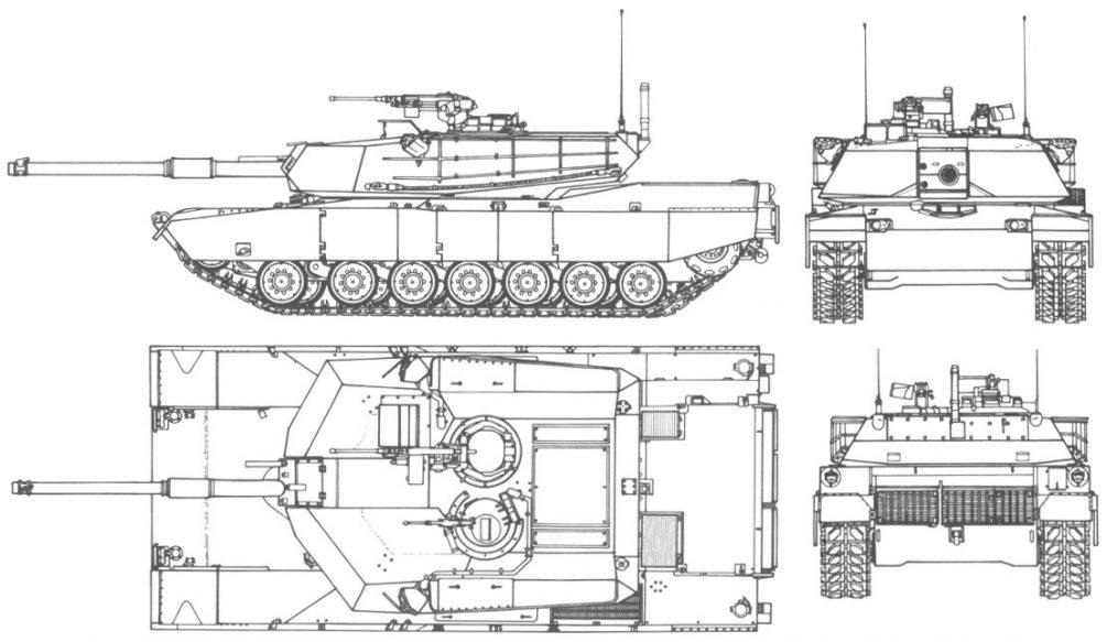 Чертеж танка М1 Abrams. Фото: Моделист-конструктор, 2011. — № 6