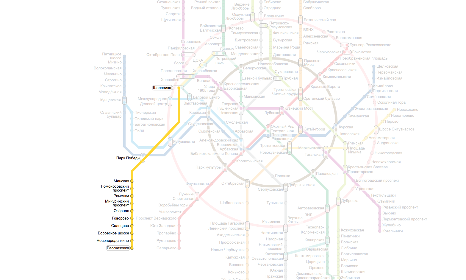 Карта метро москва метро рассказовка